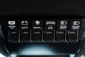 AUX Switch Panel ID Tiles – Pack of 6 & AUX ID Mounting Plate 1